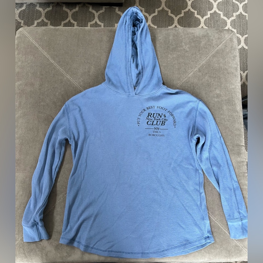 Blue Hooded Sweatshirt with Graphic Print